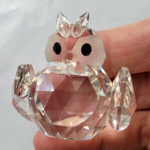 vtg IRIS ARC Swarovski Crystal Owl Bird Black Eyes Small Figurine  1.5" EUC Rare